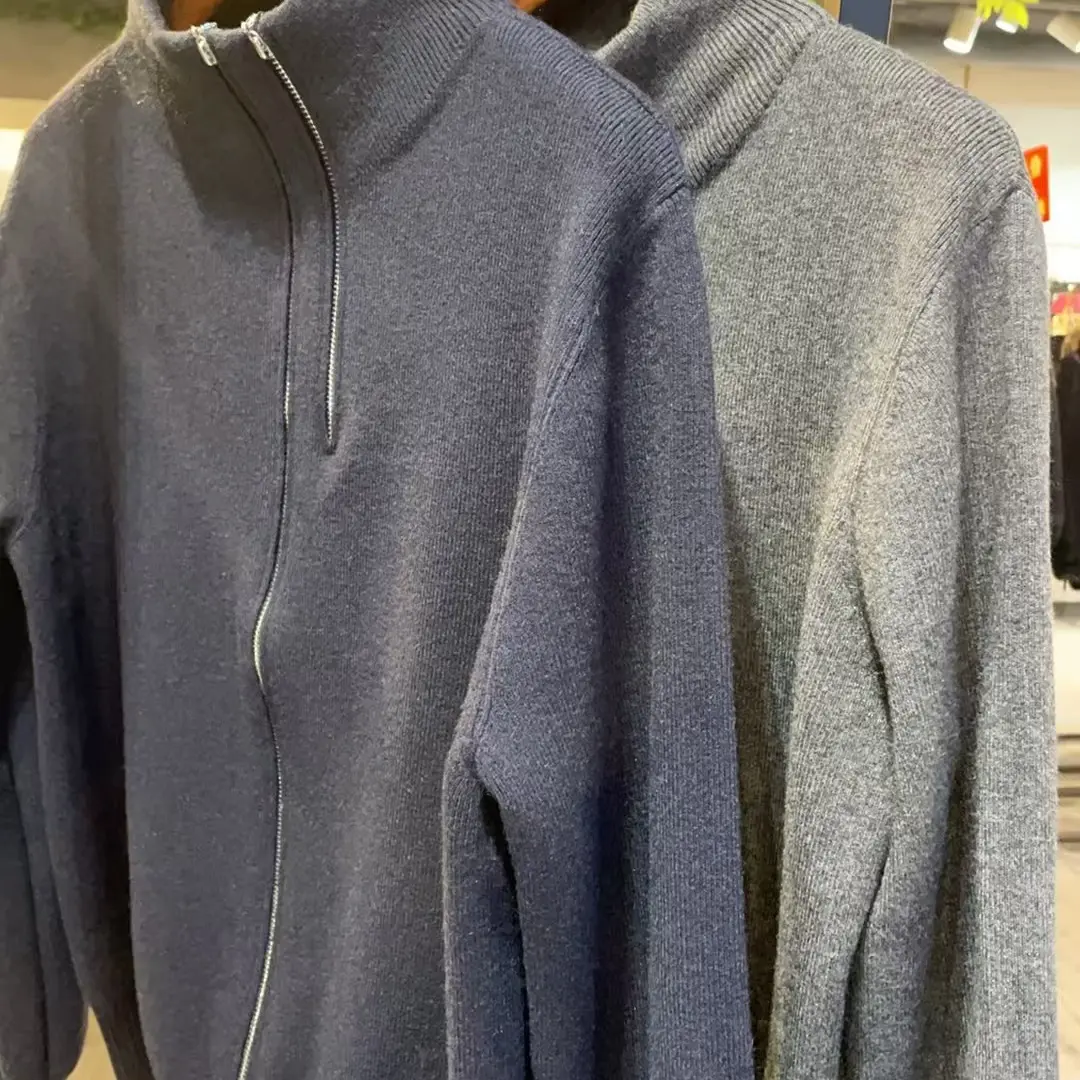 针织女士秋冬厚款立领拉链羊毛开衫百搭外套