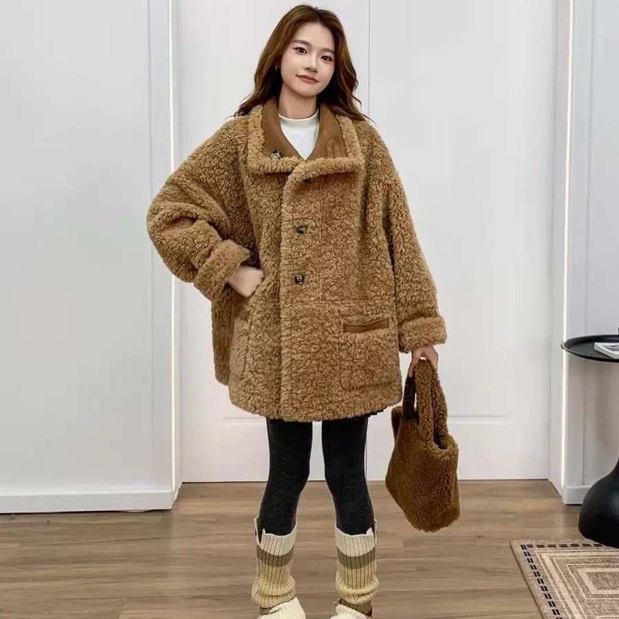 女短外套秋冬美拉德两面穿加厚保暖显瘦复古小个子外套