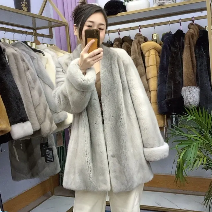 蓝宝石时尚进口水貂皮草外套