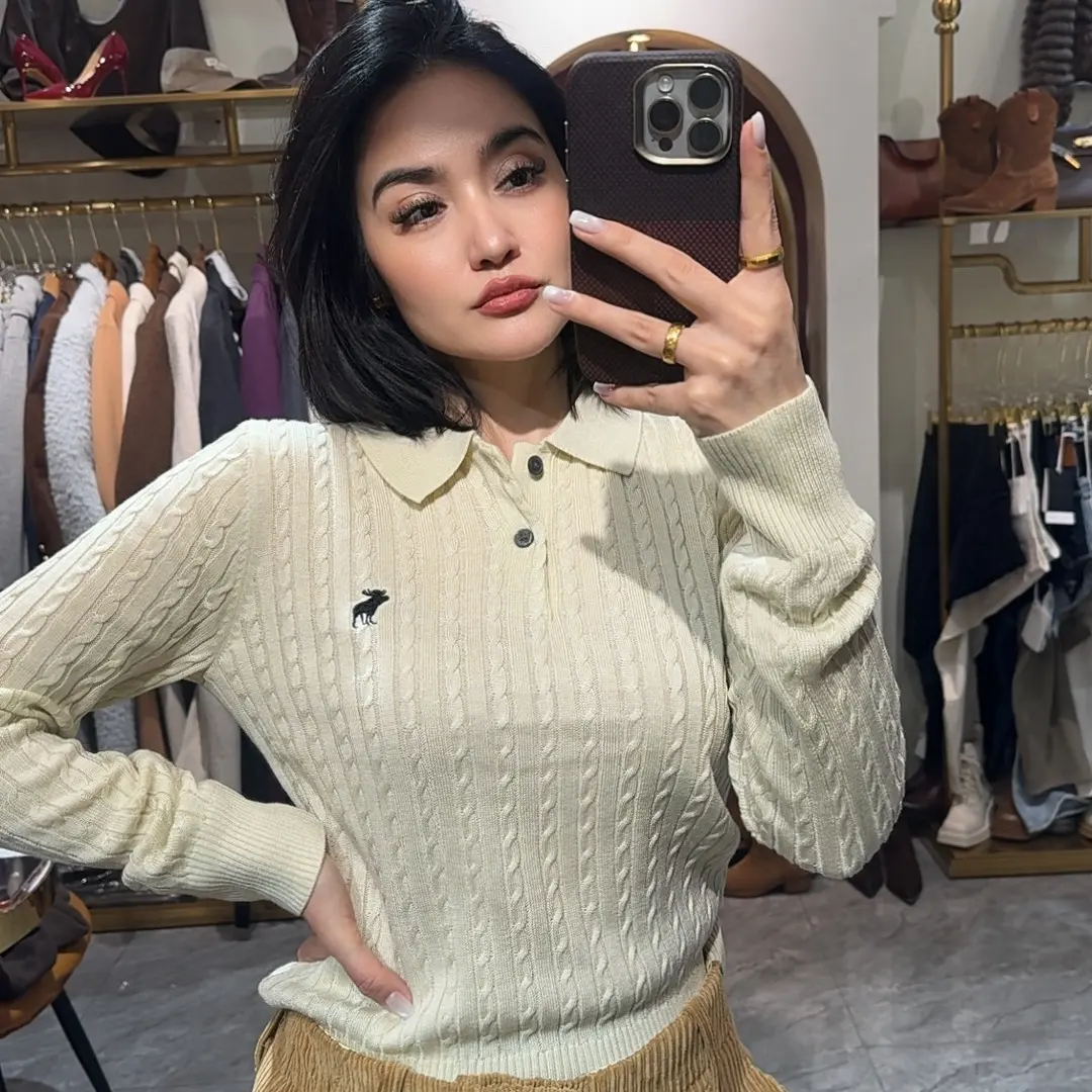 常规保暖宽松型针织POLO领衫半高领修身网红