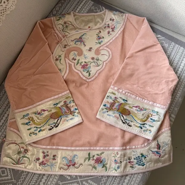 稻喜中式国风斜襟重磅刺绣真丝丝绒秋冬上衣中式