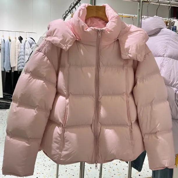 香港一诺新国标90白鸭绒7110款连帽可拆卸三防保暖时尚小短款