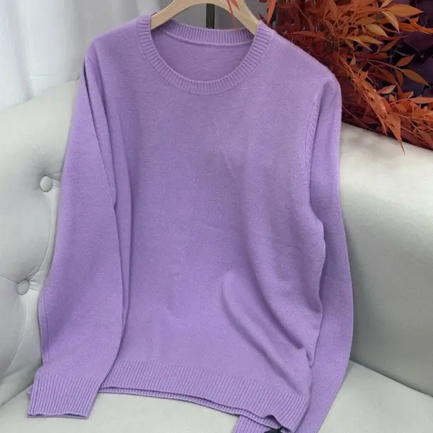 【马儿推荐】女士圆领羊毛长袖针织毛衣打底衫显瘦百搭