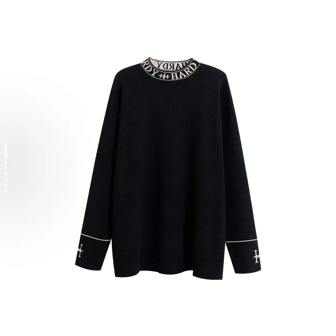 H-3584圆领拼接针织衫 秋冬新款休闲百搭男女同款