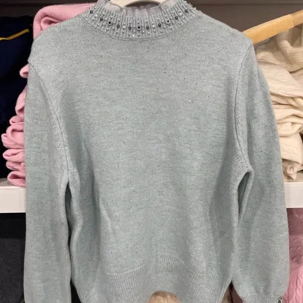 冬季厚款亮片半高领蕾丝花边2550