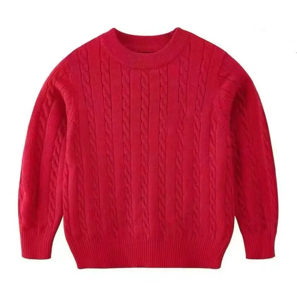 【棉纱针织】纯色毛衣秋冬新款男女童套头针织上衣