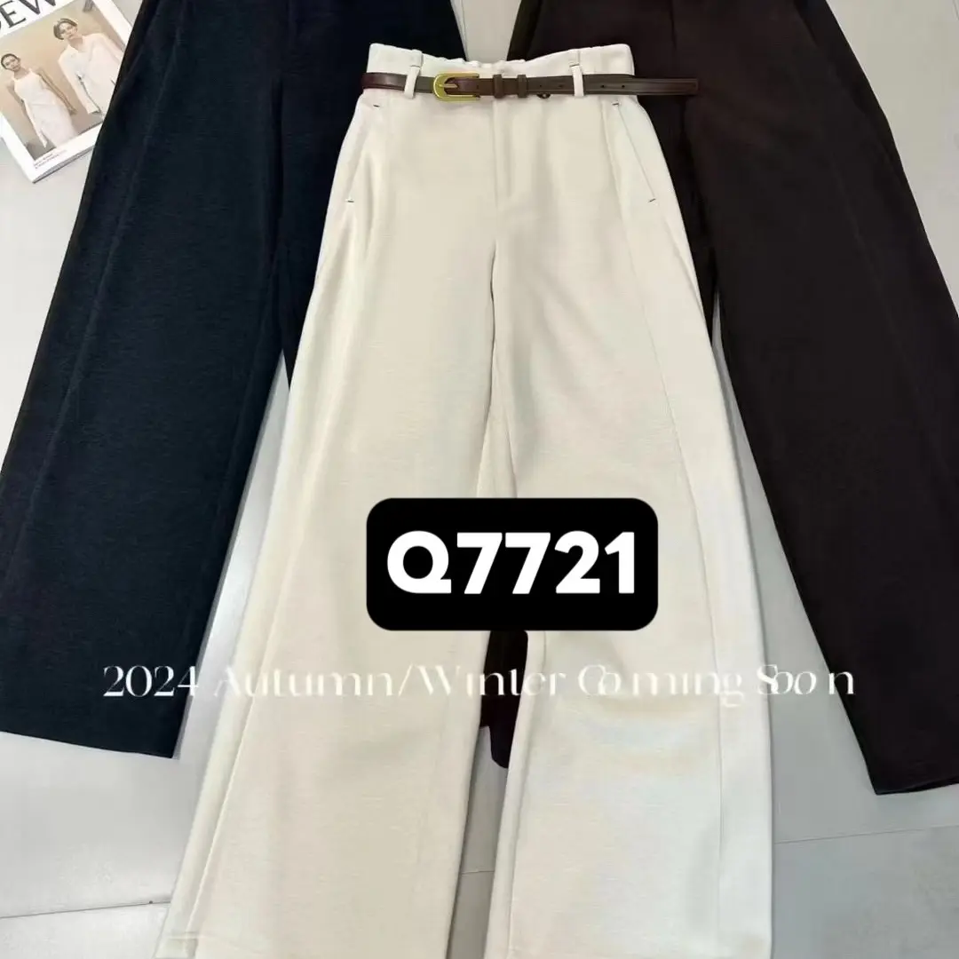 秋冬高腰直筒阔腿裤呢加绒加厚垂感显瘦百搭休闲通勤长裤