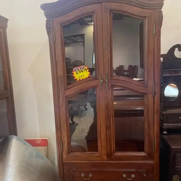 【刺猬紫T】美式复古双门实木酒柜，多功能展示柜（92*46*2