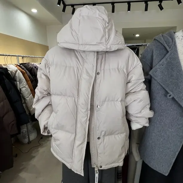 休闲女士纯色连帽韩版保暖棉服服磁吸扣短款冬季外套