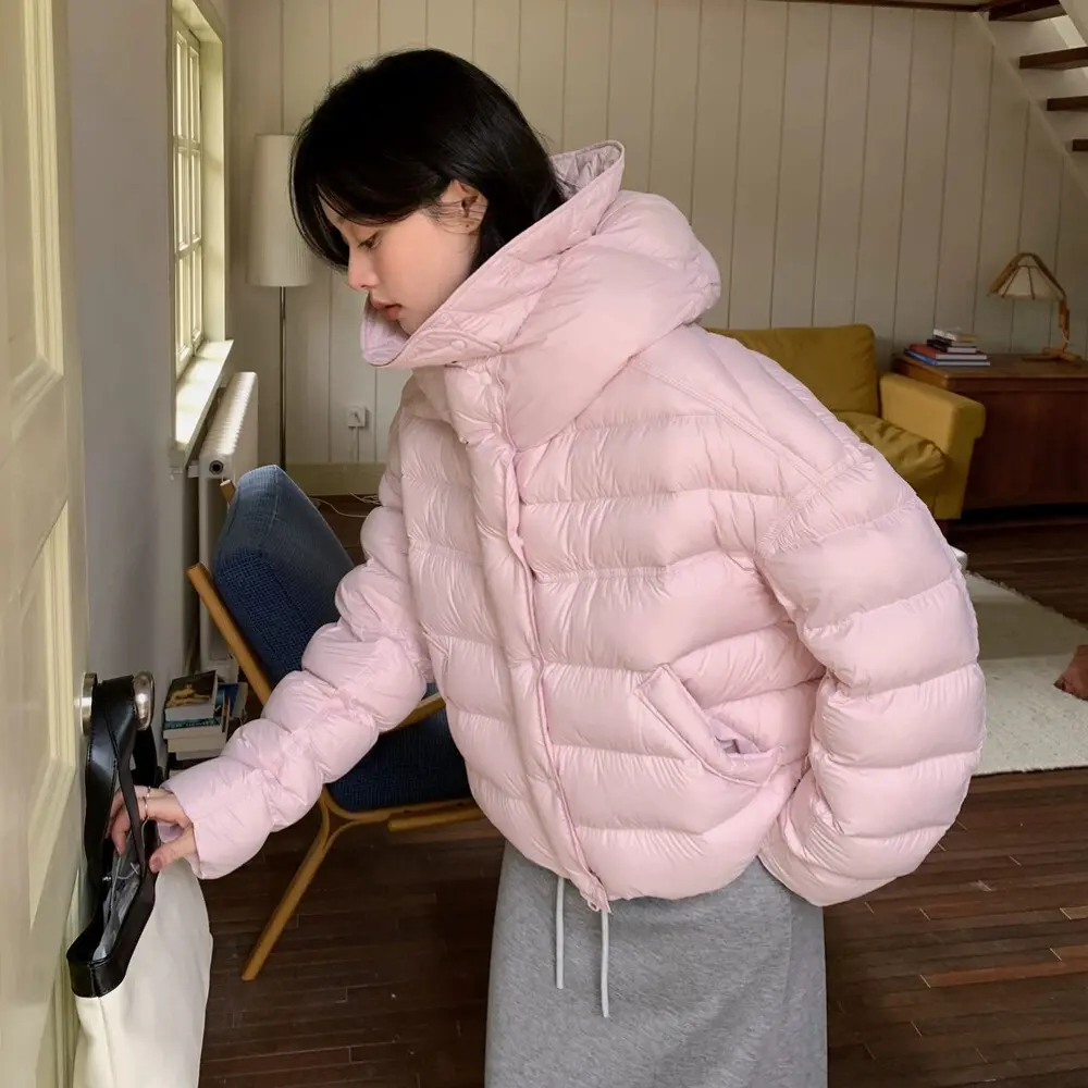 韩系连帽加厚白鸭绒羽绒服女冬季时尚韩版外套