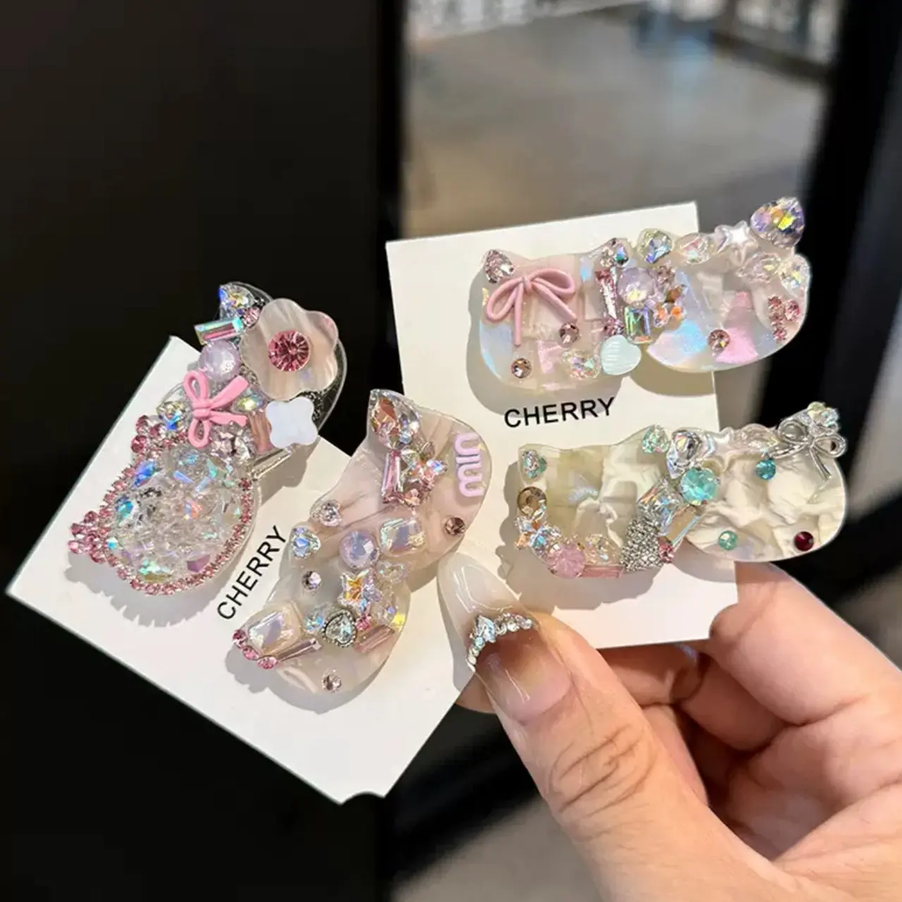 韩系重工闪钻KT发夹甜美碎发夹（单只）