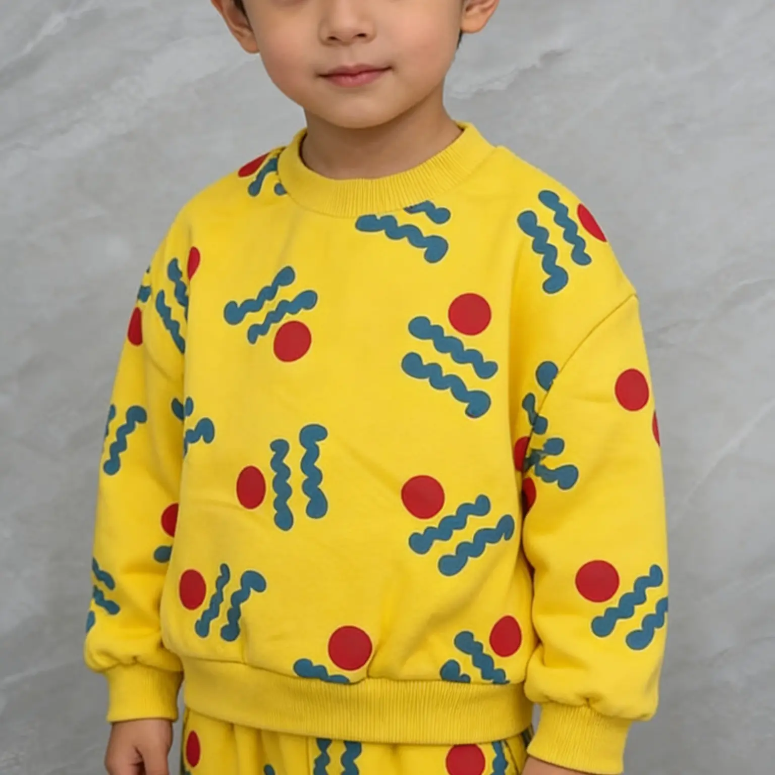 秋冬新款男女童卡通圆领卫衣套装