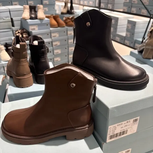 8263靴子韩版马丁靴秋季百搭加绒中筒英伦风防滑胶粘冬季