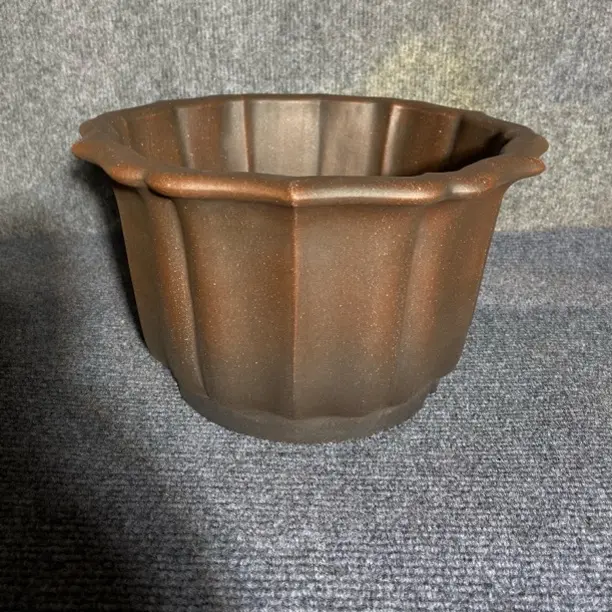 经典紫泥手工菱花造型盆景兰花花盆大口径适用多种植物30×18