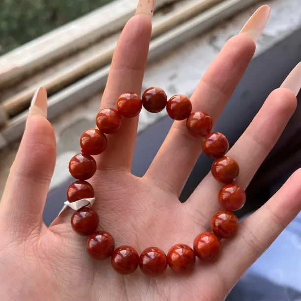 南红玛瑙火焰纹单圈手串