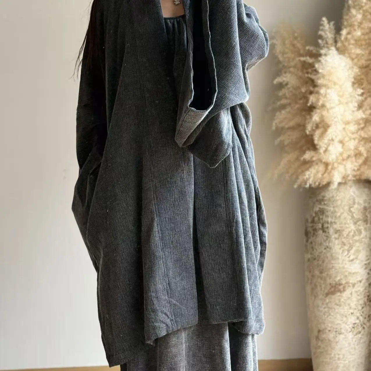 手工羽之袍大开衫｜汉服