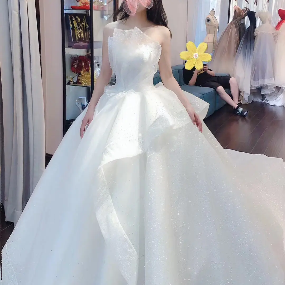 直播间拖尾婚纱选款下单【99-189档】高端气质抹胸婚纱