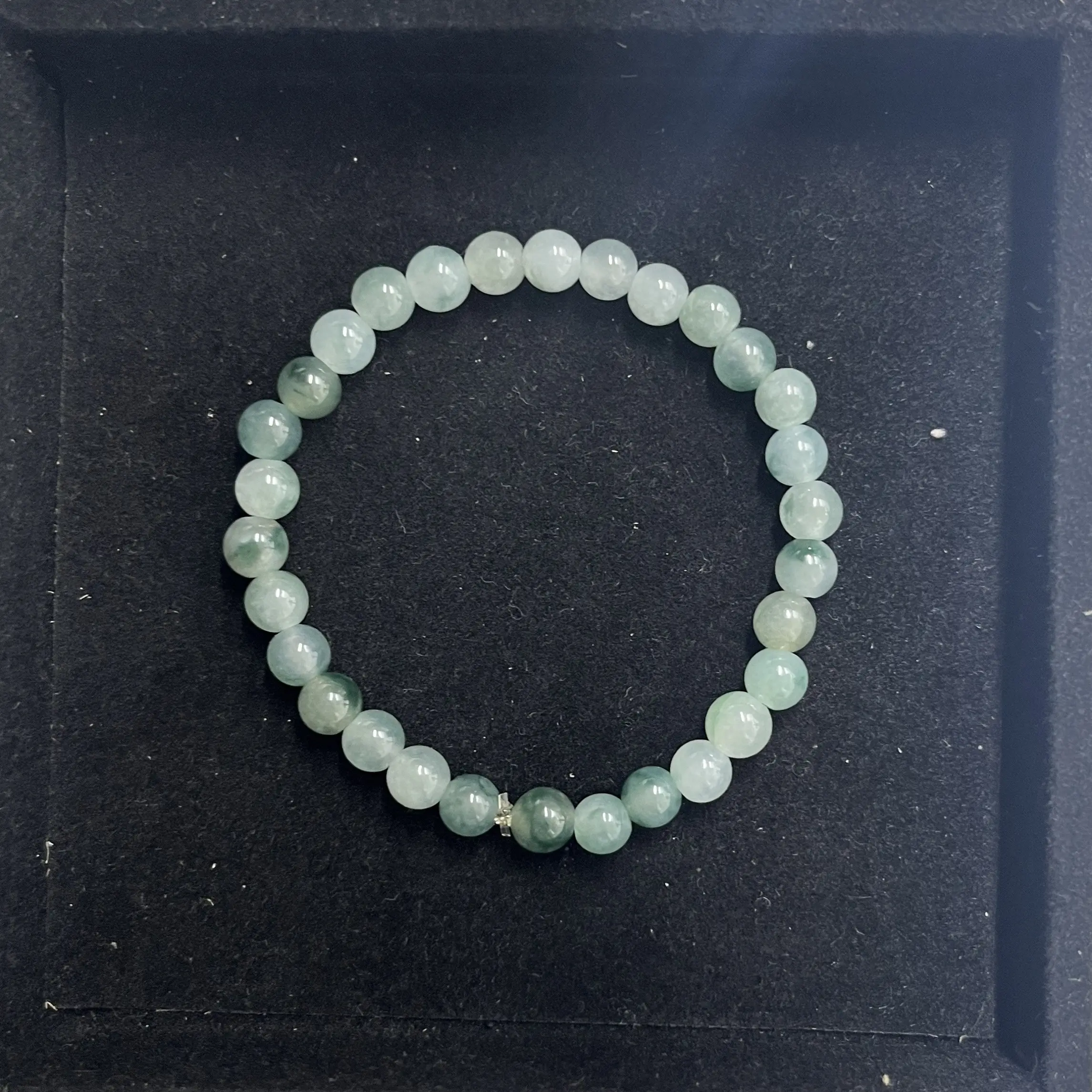 天然缅甸A货翡翠冰透飘花圆珠女士时尚百搭卡5-6mm 小圈口