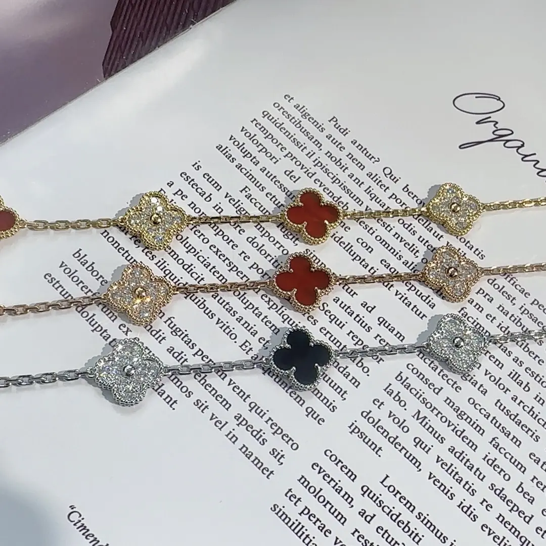 实验室培育钻石18K金隔钻玛瑙五花手链 时尚多样性选择发其一