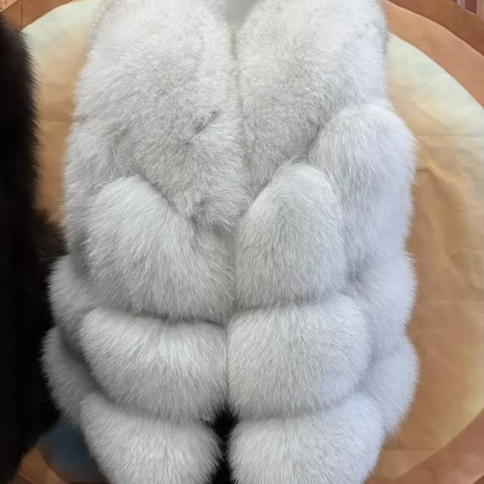 整皮狐狸毛外套女冬季时尚韩系宽松皮草马甲老钱风