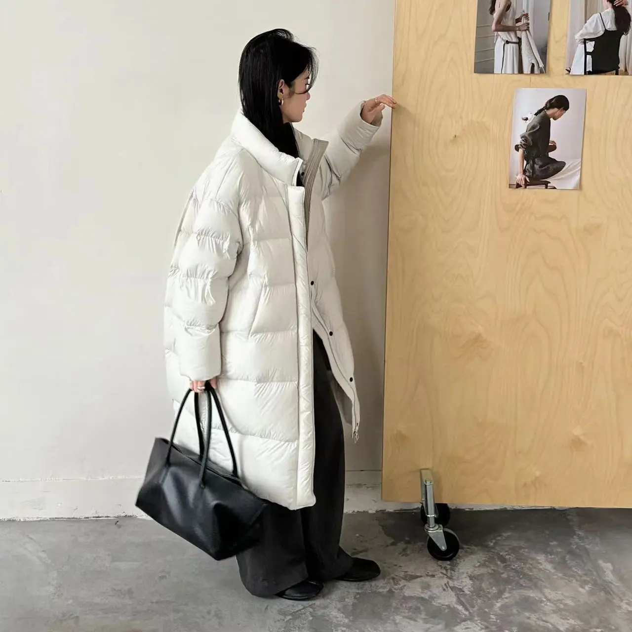 新款韩系立领中长款新国标90白鸭绒女士加厚保暖羽绒服