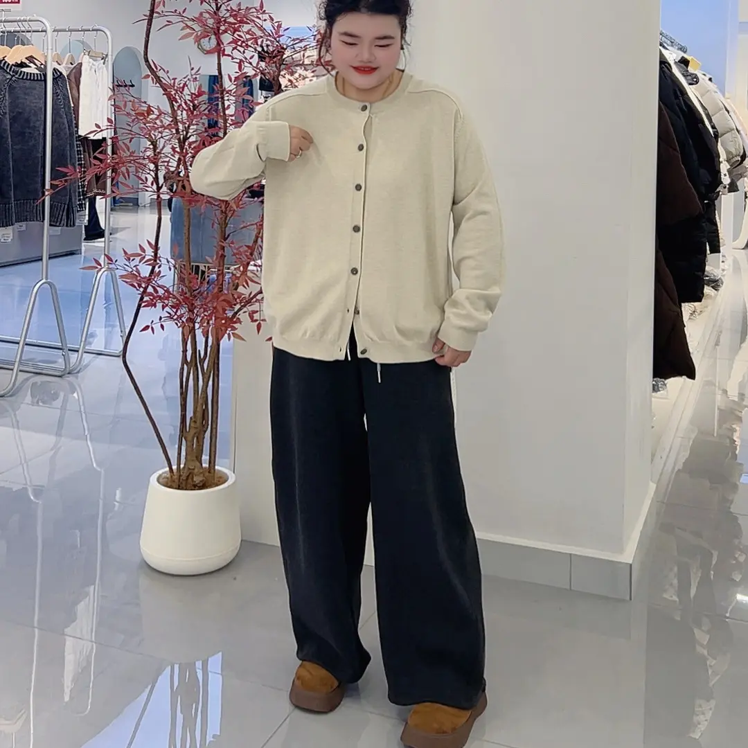 狮子座 纯色圆领长袖百搭针织衫 12609