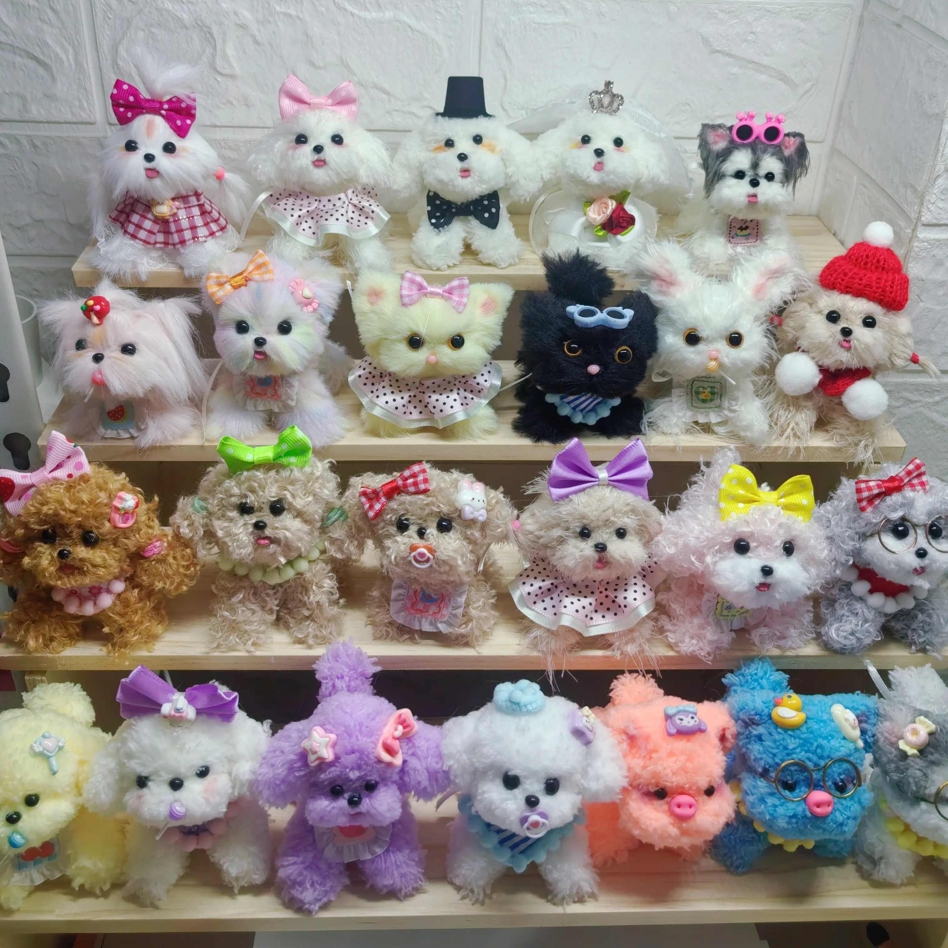 毛绒玩具～扭扭棒小狗、小猫手工diy玩偶成品摆件、挂件礼物