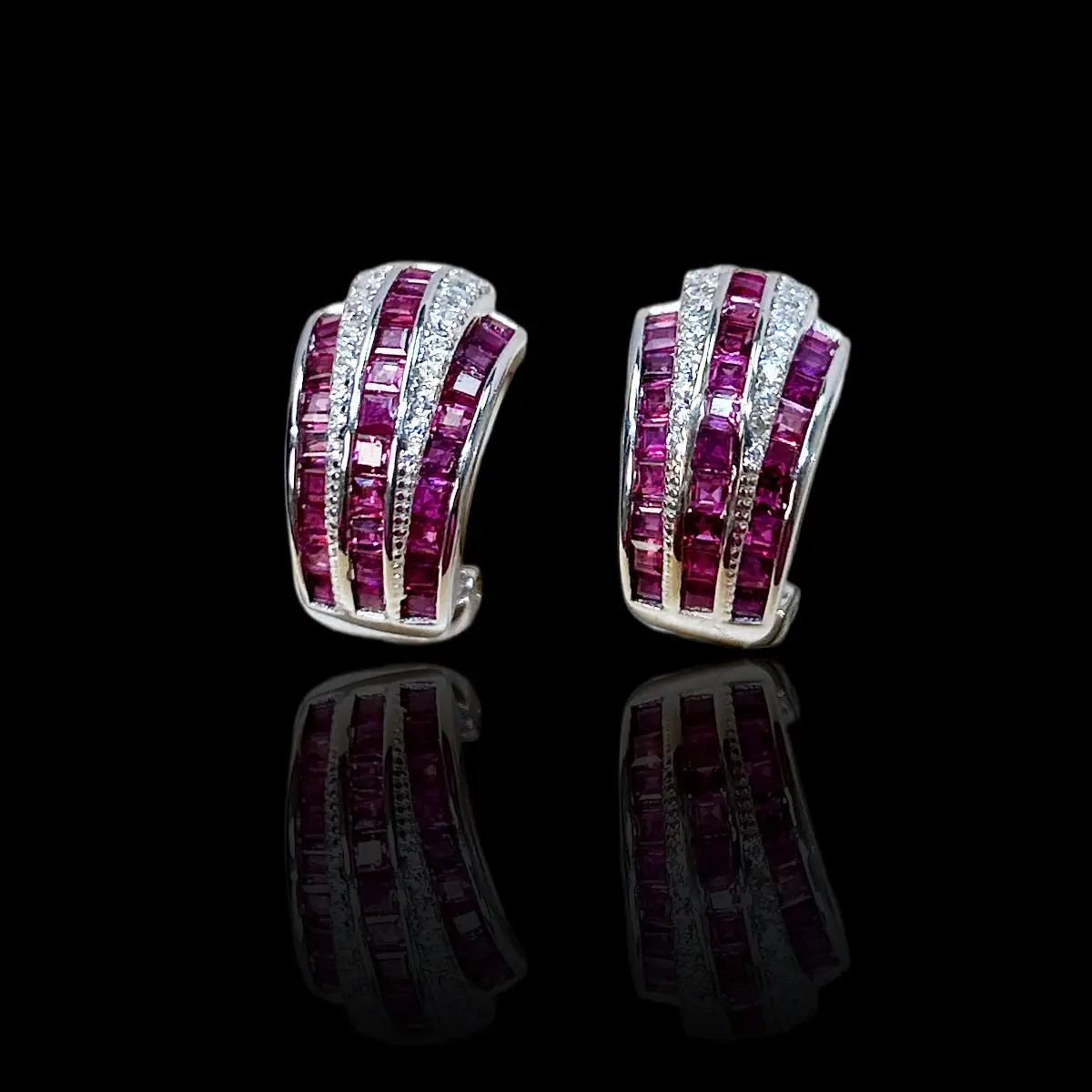 925银镶嵌天然红宝石耳坠轻奢气质优雅小众百搭耳环