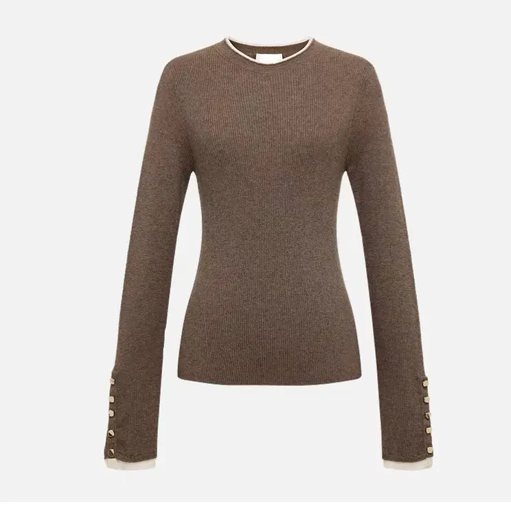 【小秋】CC+精纺细腻牦牛绒针织基础撞色打底衫上衣2736