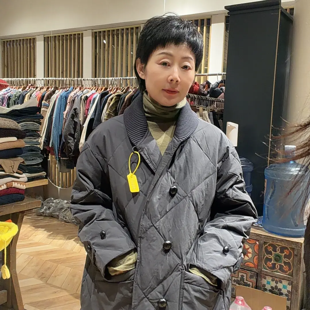 复古菱格长款鹅绒服
