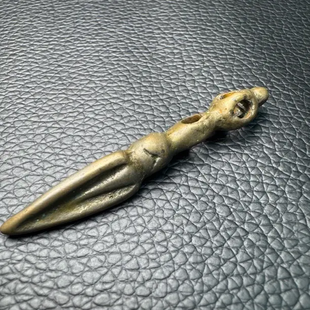 藏式黄利马铜马头冥王杵金刚镢项链吊坠文玩百搭