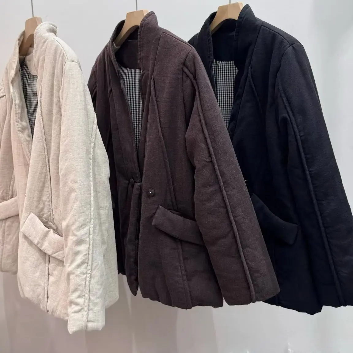 大货实拍100%汉麻棉服 新中式复古花苞汉麻棉服