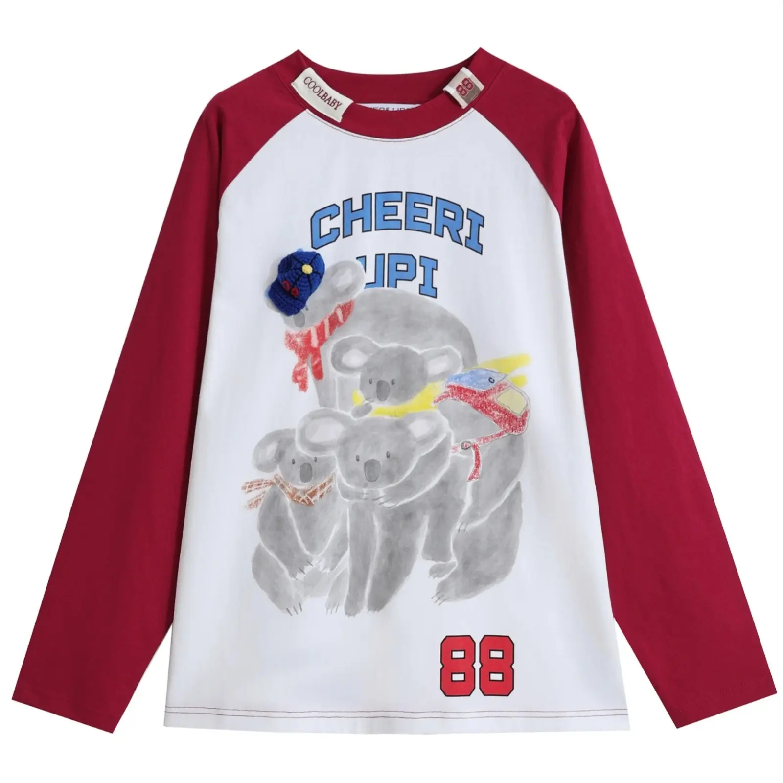 CHEERIUPI宽松插肩长袖纯棉时尚百搭秋季女款T恤打底衫