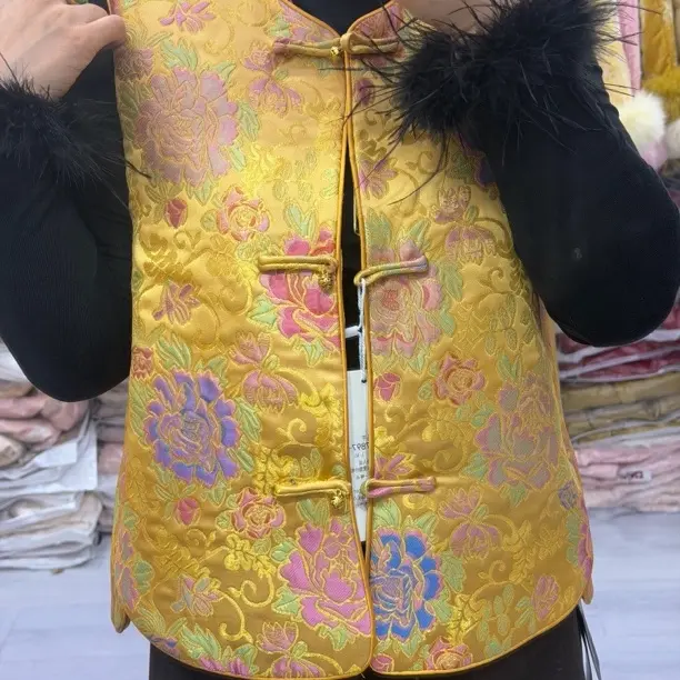 秋冬新中式夹棉盘扣马甲女保暖外穿国风背心