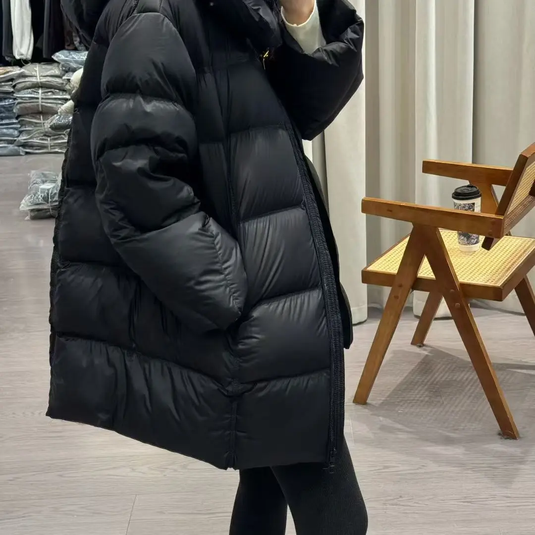 冬季新款中长款连帽云朵泡芙加厚白鸭绒宽松显瘦外套