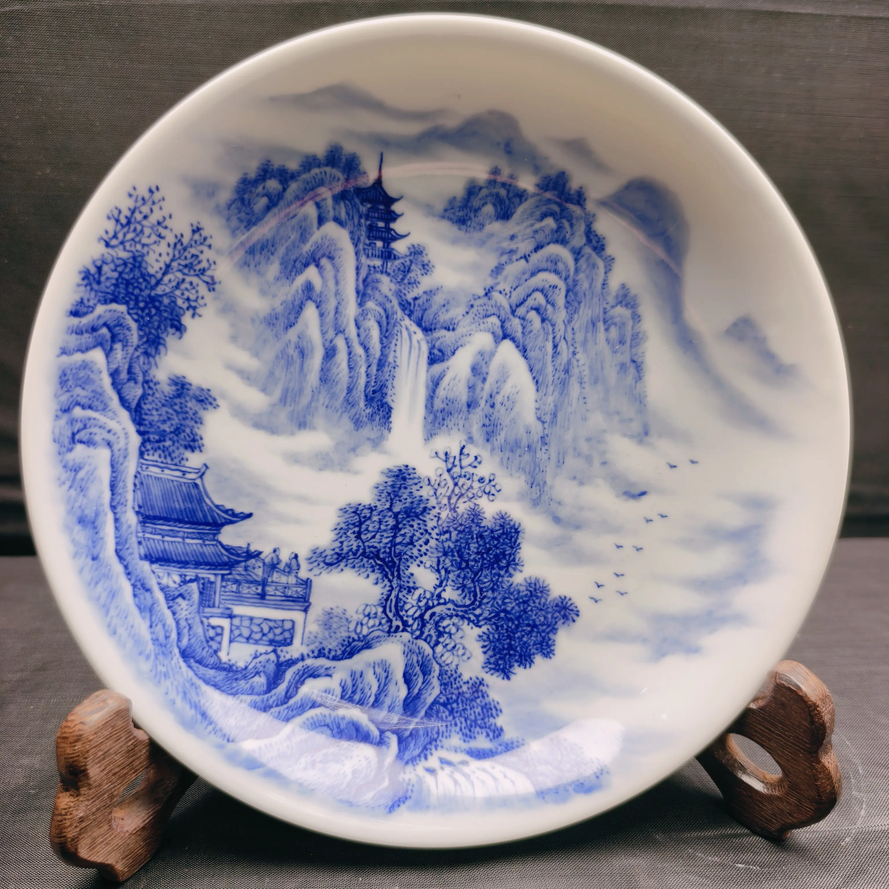 纯手工青花山小盘子本人作品（）