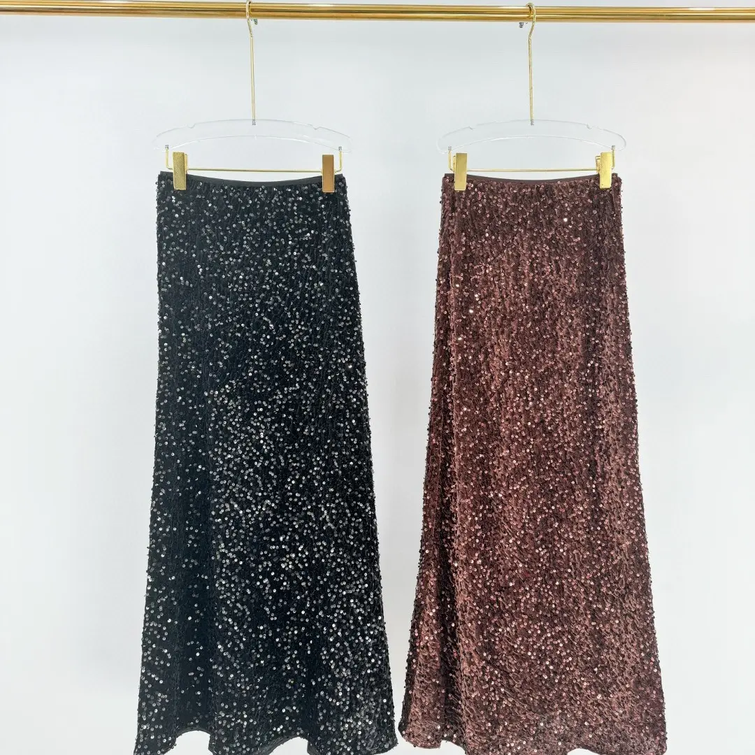 亮片丝绒鱼尾裙女秋冬高腰显瘦包臀半身裙中长款a字裙时尚气质