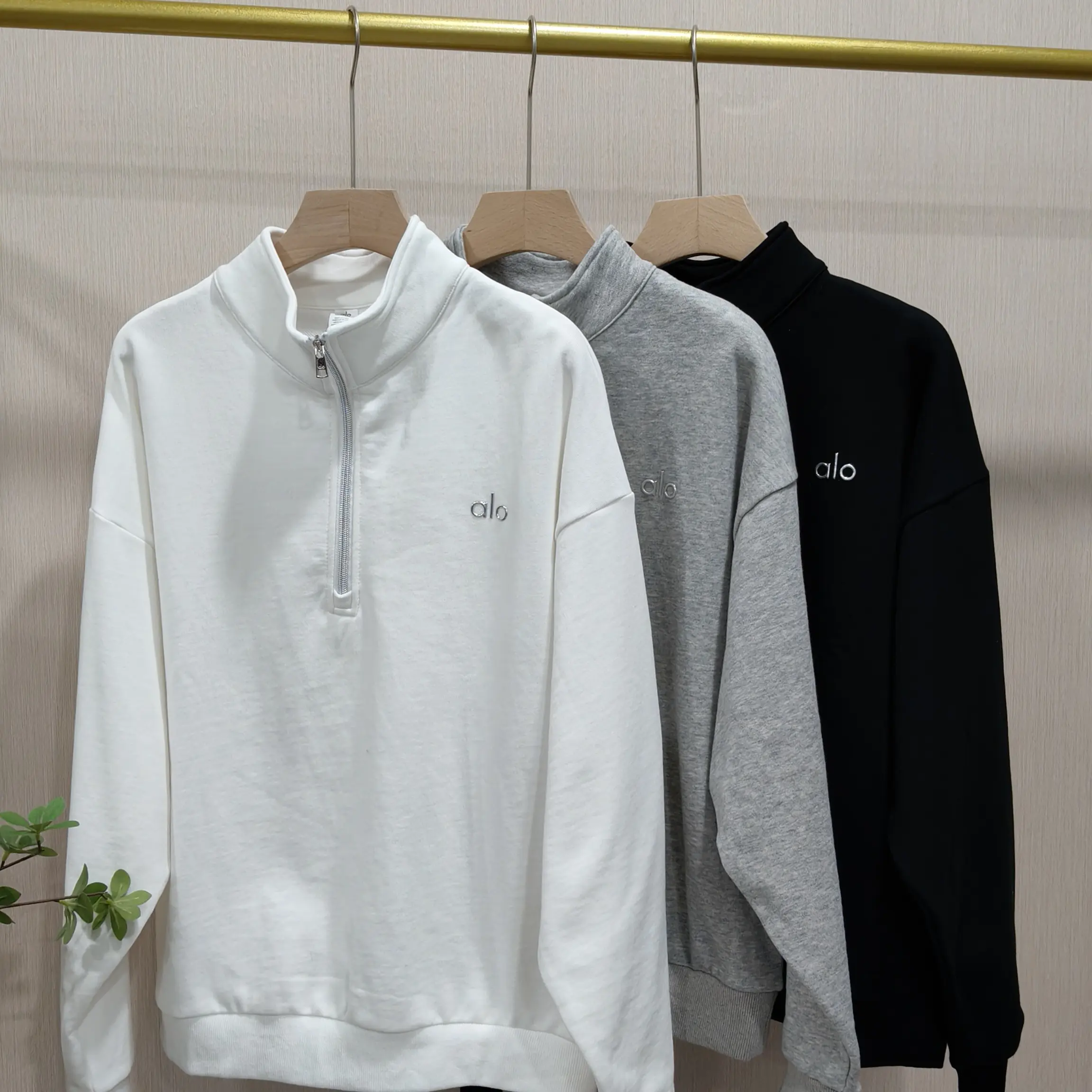 【Hua】0160028秋冬季新款休闲运动半拉链套头长袖宽松百搭卫衣