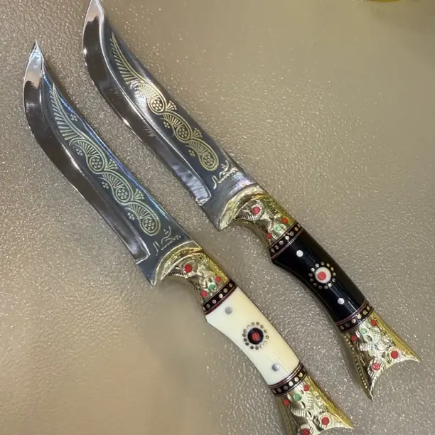 英吉沙民族手工锻打青龙偃月花纹锋利水果小刀