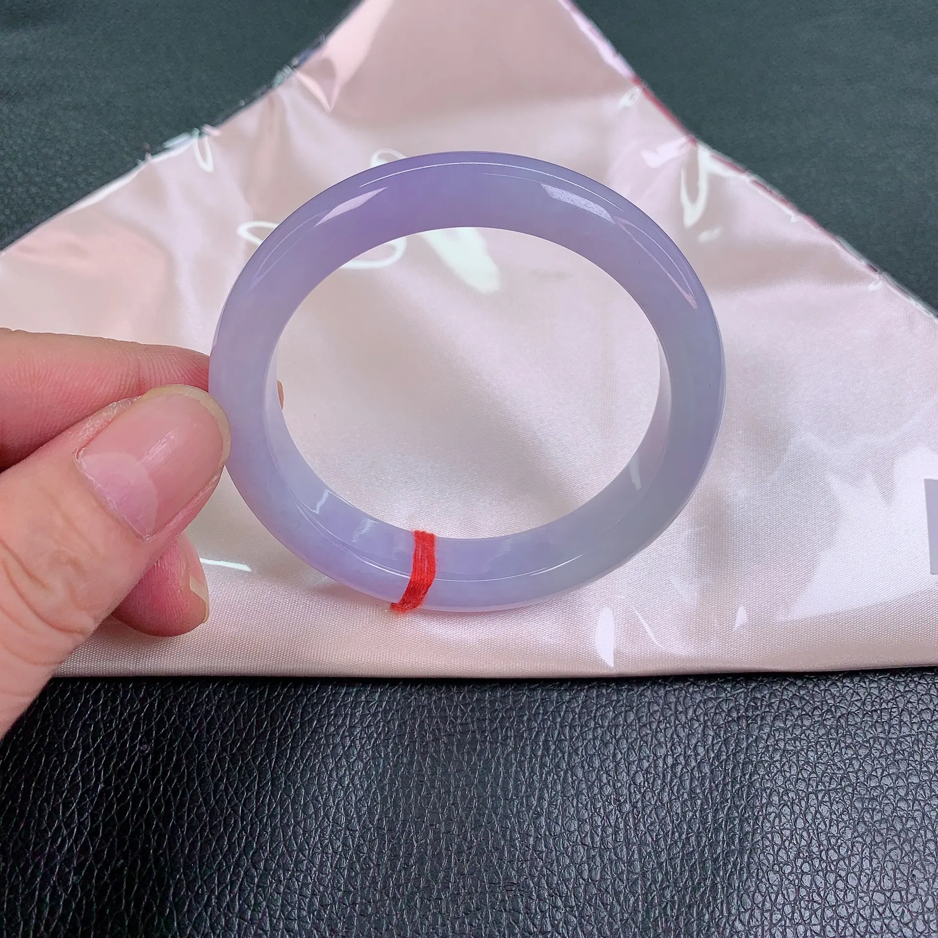 59圈口完美糯冰种缅甸天然a货翡翠手镯编号8776少女百搭款紫罗兰