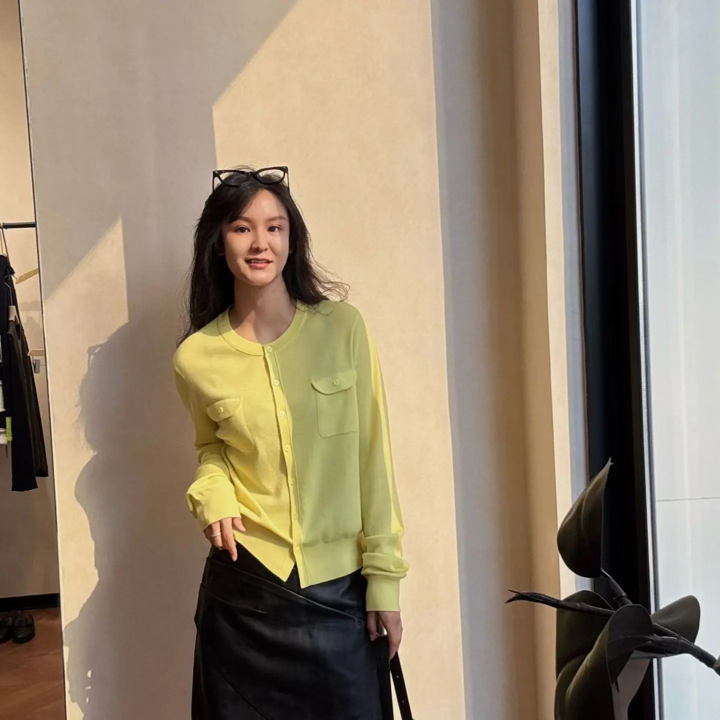 春秋韩系简约纯色百搭软糯亲肤针织开衫上衣女