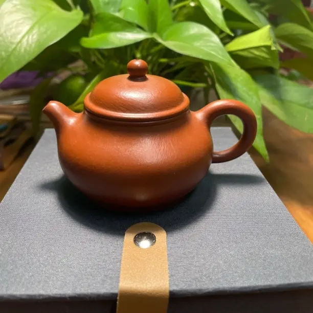 国潮中国风精工小品水平壶茶壶小容量红泥潘壶全手工紫砂壶茶具