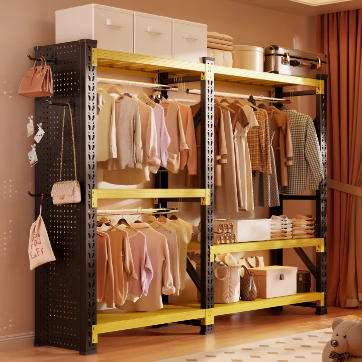 【黑黄色】家用多功能收纳柜简约衣柜收纳架卧室多层货架衣柜