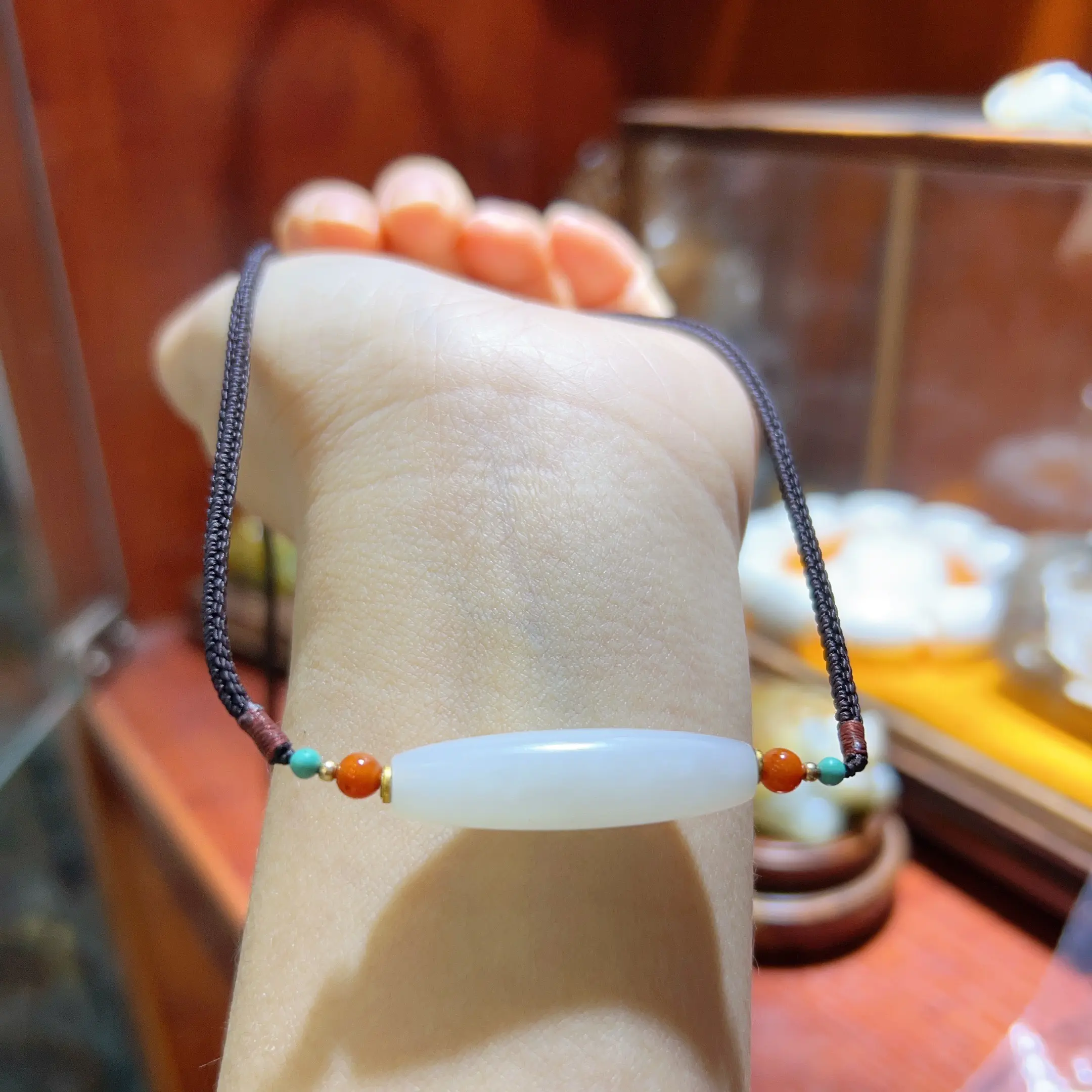 精品雕刻白玉勒子天珠玉质温润细腻挂件