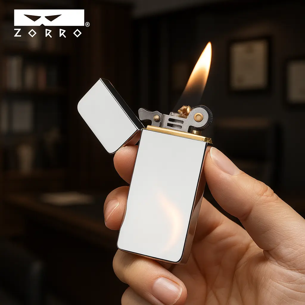 ZORRO佐罗旗舰店正品二代超薄卡片机亮面创意煤油打火机高档礼物