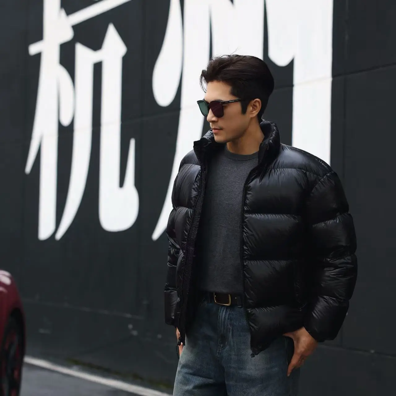 2025钛黑超高克重绗缝立领收口袖加厚90面包羽绒服