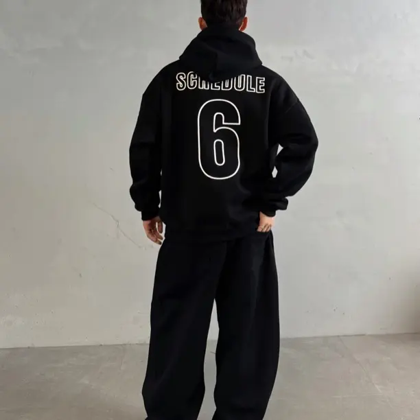 ［美式男孩］落肩袖连帽秋冬polo美式街头休闲宽松连帽卫衣  8863