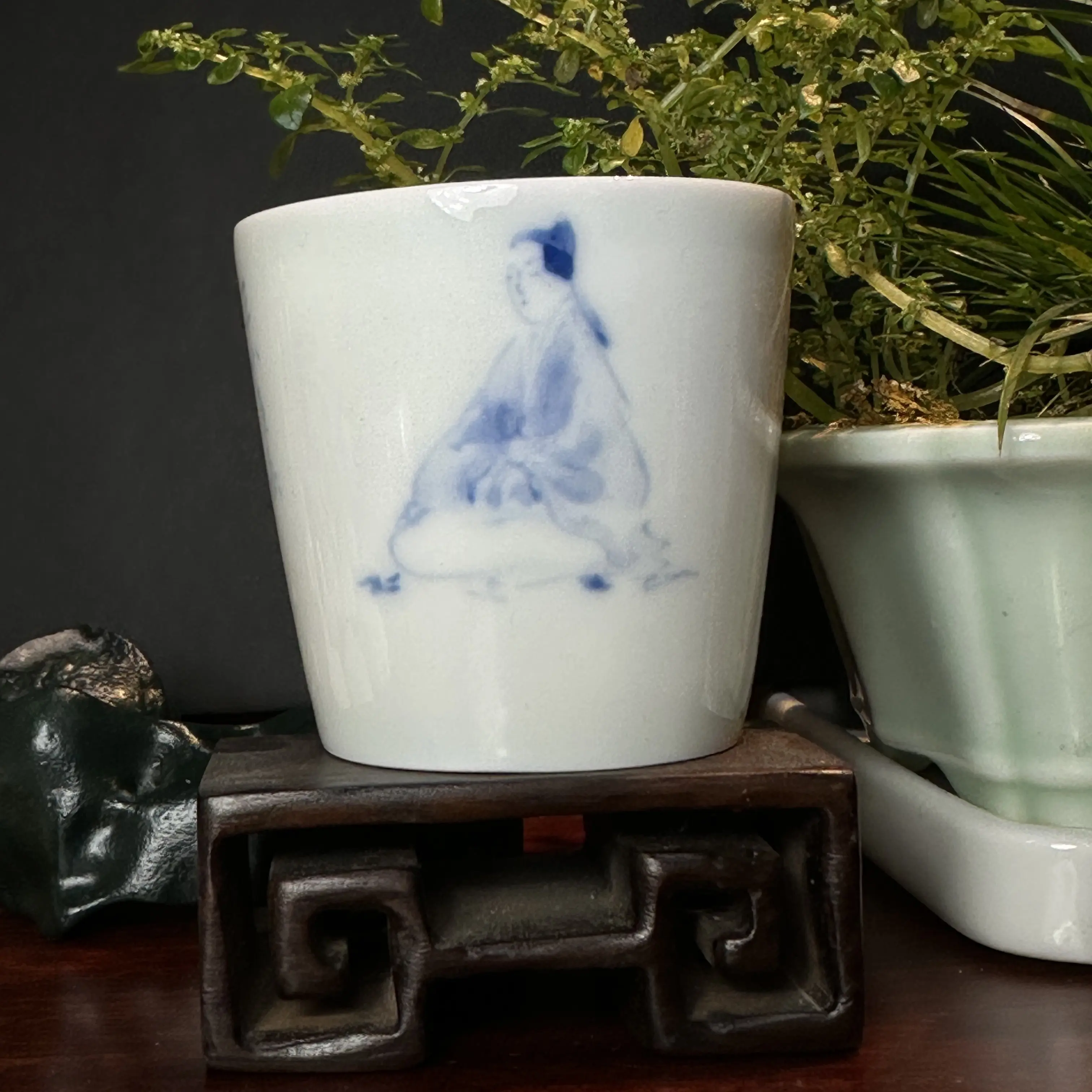 高士图·青花·一囗杯·欢喜价