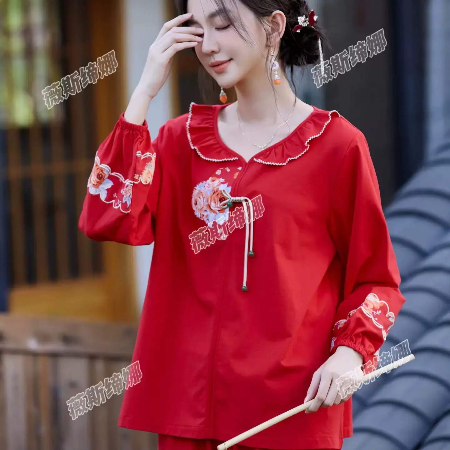 马年女士红色新中式国风本命年大码鸿运睡衣家居服