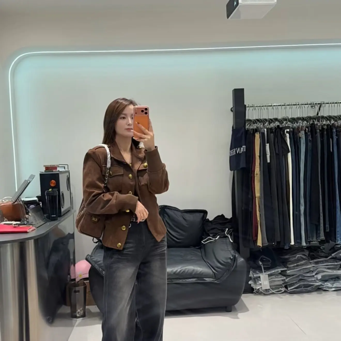 柚子家新款高腰阔腿牛仔裤女显瘦百搭直筒拖地裤